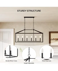 Tribesigns Farmhouse Dining Room Light Fixtures Over Table, 6-Light Candle Holder Kitchen Island Pendant Lighting with Adjustable Iron Chain