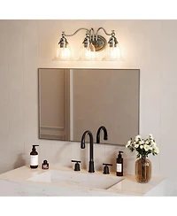 Tribesigns 3-Light Bathroom Light Fixtures, Modern Vanity Light with Clear Glass Shade, Bathroom Wall Lamp (Bulbs Not Included)