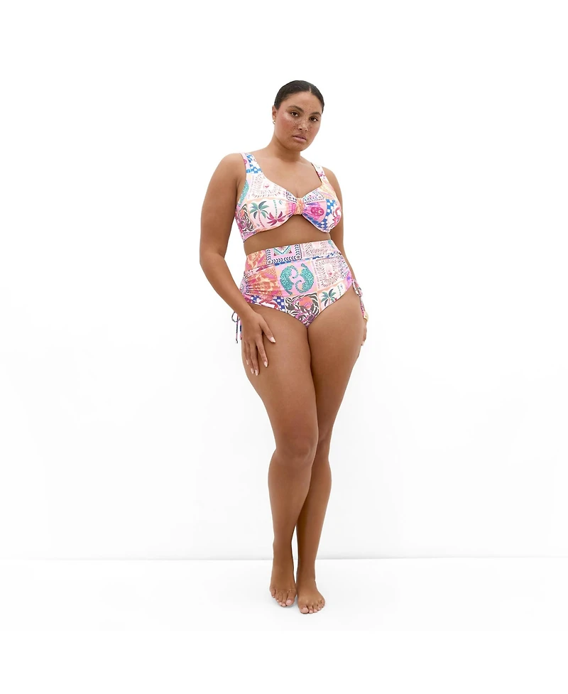 City Chic Women's Positano Hi Waist Print Bikini Brief