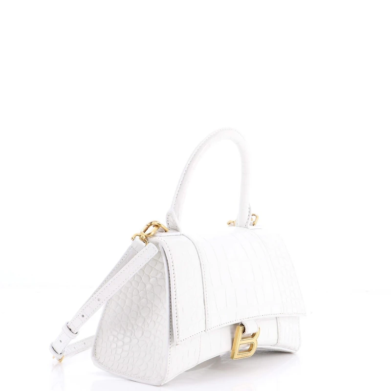 Pre-Owned Balenciaga Small Hourglass Top Handle Bag Embossed Leather