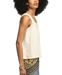 Lucky Brand Women's Crochet Trim Scoop Neck Swing Tank Top