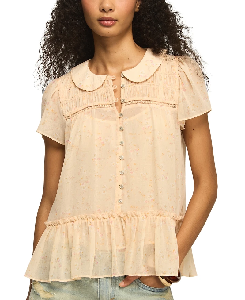 Lucky Brand Women's Peter Pan Collar Swing Top