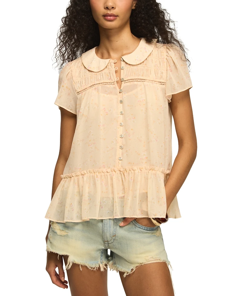 Lucky Brand Women's Peter Pan Collar Swing Top