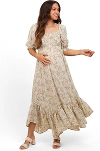 Pinkblush Maternity Light Olive Smocked Handkerchief Hem Dress
