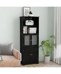sumyeg 6-Tier Freestanding Bathroom Storage Cabinet with Open Compartments and Adjustable Shelves