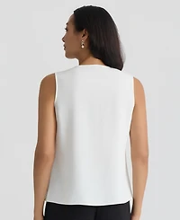 Kasper Women's Ruffle Front Sleeveless Jewel Neck Blouse