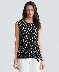 Kasper Women's Sleeveless Polka Dot Side-Tie Stretch Top