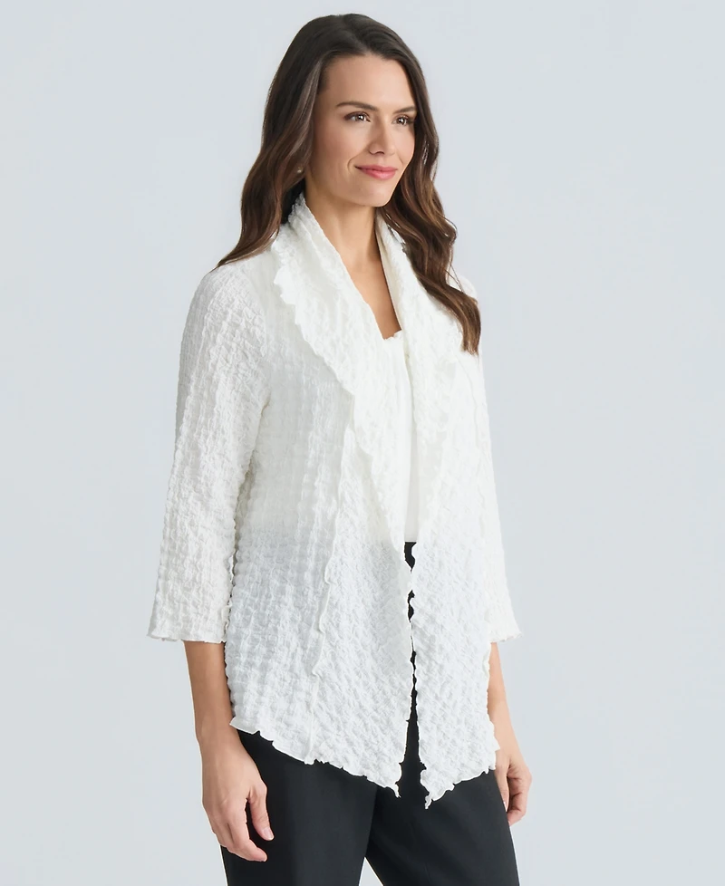 Kasper Women's 3/4-Sleeve Crinkle Knit Open-Front Jacket