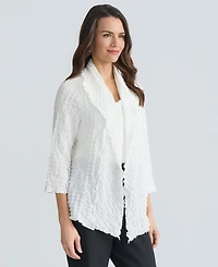 Kasper Women's 3/4-Sleeve Crinkle Knit Open-Front Jacket