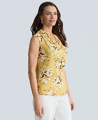 Kasper Women's Sleeveless Cowlneck Printed Stretch Top