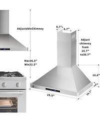 Xo 450 Cfm 30-Inch Stainless Steel Range Hood, Gesture Control+Remote
