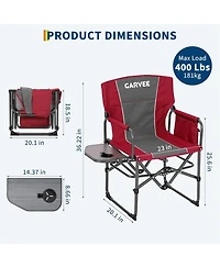 Xo 2 Pack Oversized Heavy Duty Camping Directors Chair, Portable Folding Lawn Chair for Beach, Fishing, Picnic