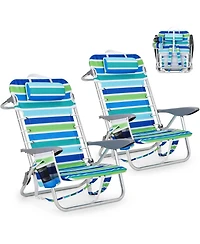 Xo 2 Pack Lightweight Portable Backpack Beach Chair for Adults with 5 Positions, Backpack Straps, Phone Pocket