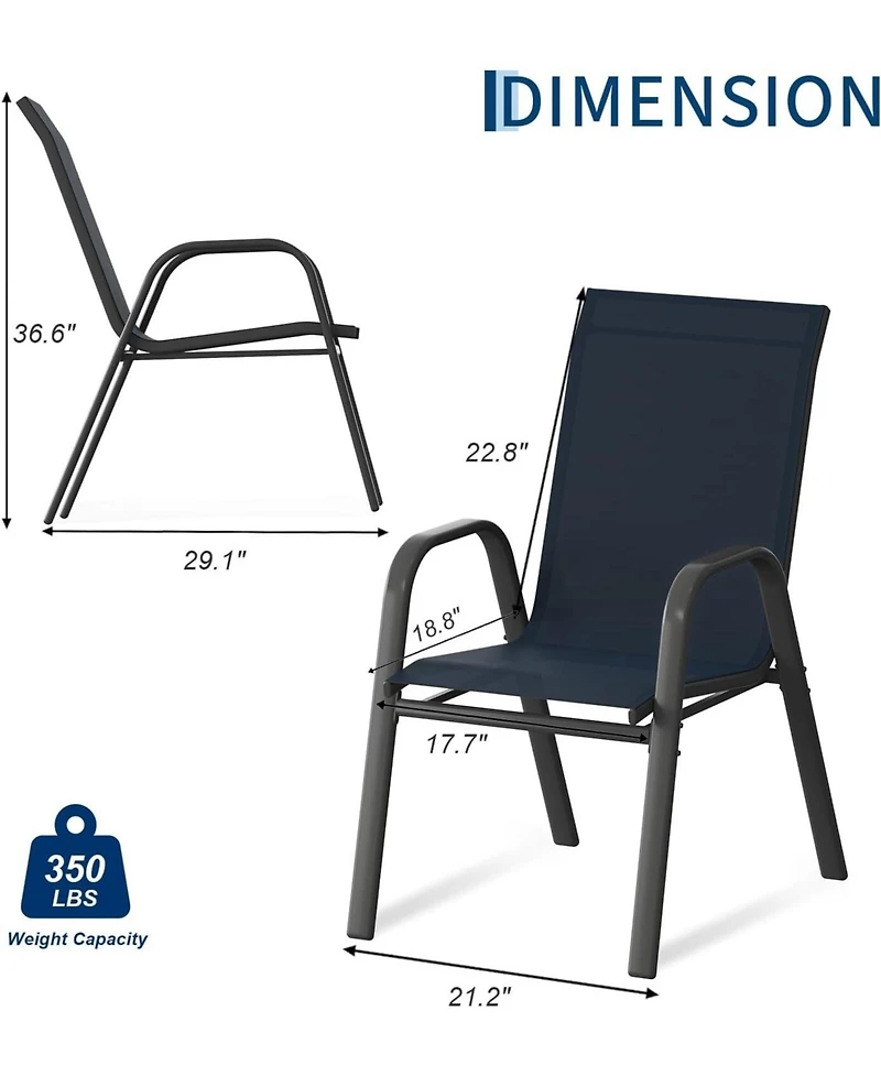 Xo Set of Outdoor Stackable Patio Chairs with High Back for Backyard Poolside Garden Balcony