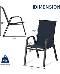 Xo Set of Outdoor Stackable Patio Chairs with High Back for Backyard Poolside Garden Balcony