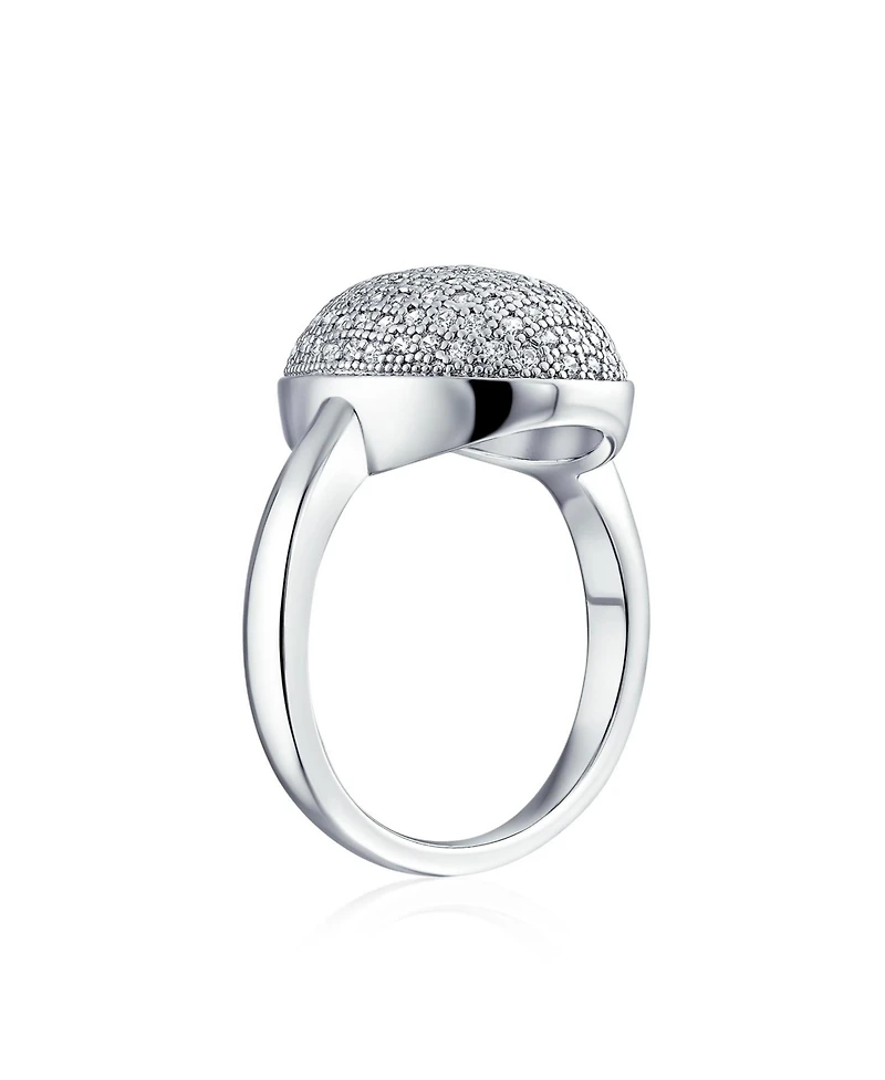 Bling Jewelry Holiday Party Cubic Zirconia Oval Pave Dome Cz Prom Fashion Statement Ring