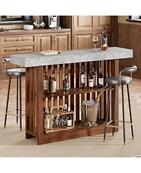 gaomon 63" Bar Table for 4-6 People, Counter Height Pub Table with 2-Tier Storage Shelves for Dining Room & Kitchen