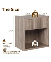 homfan Set of 2 Minimalist Nightstands with Drawer and Storage Shelf, Fluted Panel Modern End Table for Living Room and Bedroom