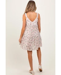 Pinkblush Maternity Pink Floral Plisse Texture Mini Dress