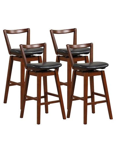 Gymax Swivel Bar Height Bar Stool Set of 4 30.5'' Upholstered Pu Leather Kitchen