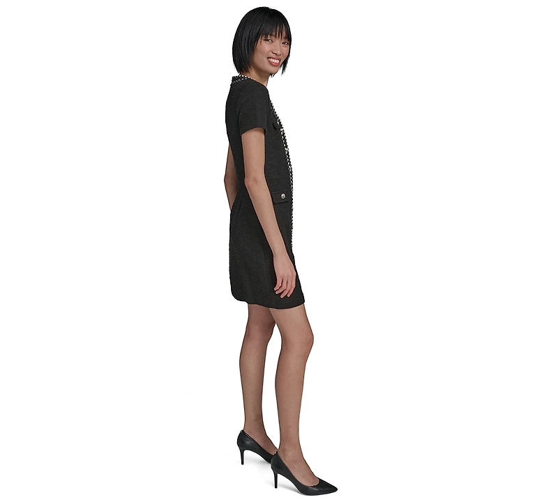 Karl Lagerfeld Paris Women's V-Neck Tweed Sheath Dress