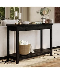 Tribesigns Solid Wood Console Table, 41.3" Farmhouse Entryway Table with Storage Shelf
