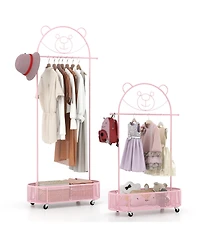 Slickblue Adjustable Kids Clothing Rack with Heights and Wheels