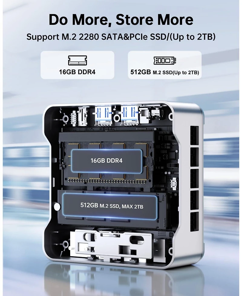Kamrui Essenx E2 Mini Pc N97 16GB Ram 512GB Ssd, Dual 4K Hdmi+Dp, GbE/WiFi/Bt for Home Office Mini Desktop pc