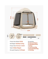 ECHTPeak Pop up Screen House Tent, with Carry Bag, Portable Screened in Canopy, Netting Sides, Ground Stakes, for Garden, Patio, Backyard, 4-8 Person