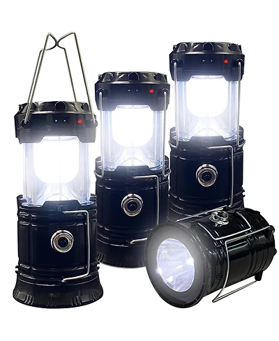 Gnuadz 4-pack Collapsible Led Camping Lantern Solar Usb Rechargeable 1600mAh
