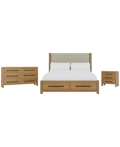 Davie 3-Pc. Queen Storage Bedroom Set (Upholstered Bed