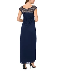 Msk Women's Crewneck Evening Mesh Gown