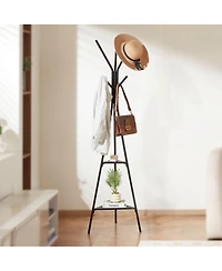 Gouun Freestanding Coat Rack Stand with Shelves and Hooks,