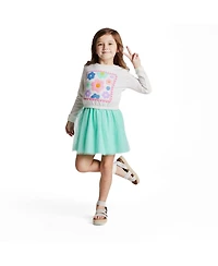 Andy & Evan Toddler Girls Chenille Floral Sweatshirt and Tulle Tank Dress Set