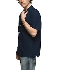 Lucky Brand Men's Textured Indigo Short-Sleeve Shirt