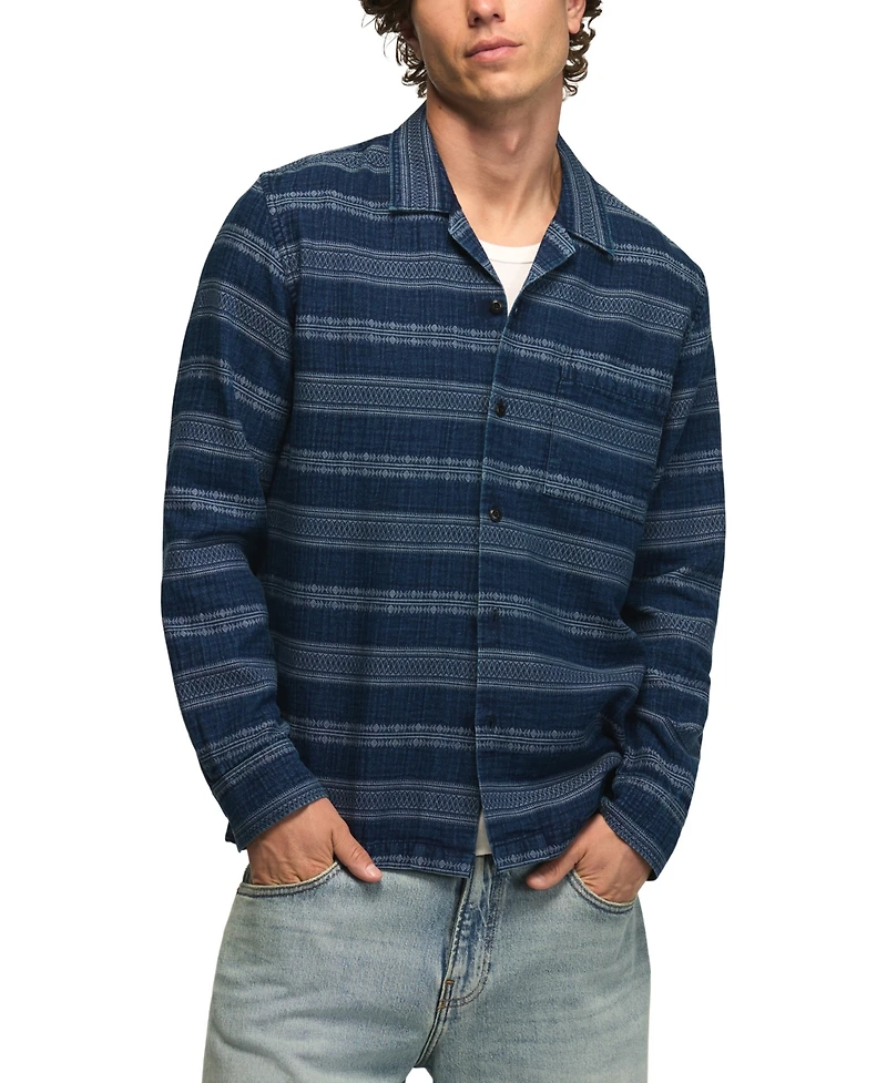 Lucky Brand Men's Long-Sleeve Indigo Pattern Shirt