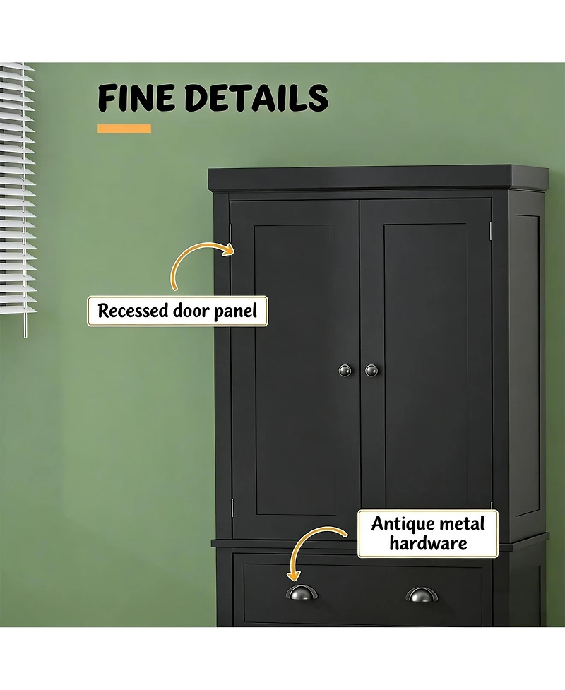 Clihome Freestanding Kitchen Pantry Storage Cabinet with Adjustable Shelves and Drawer
