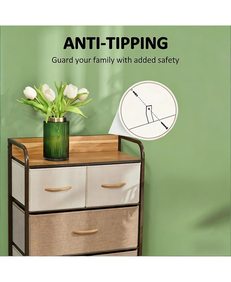 Clihome 5 Drawer Dresser Storage Tower, Organizer Unit for Hallway Entryway Laundry Living Room