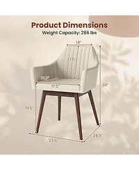 Gymax Set of 4 Dining Chairs Upholstered Kitchen Table Chairs Solid Wood Legs