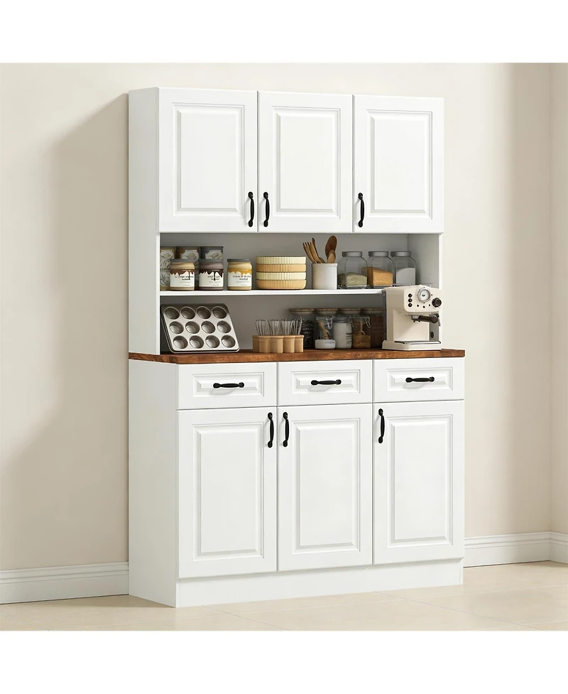 Clihome 70.75" Pantry Storage Cabinet - Kitchen Cupboard with 6 Cabinets 3 Drawers Adjustable Shelves