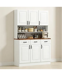 Clihome 70.75" Pantry Storage Cabinet - Kitchen Cupboard with 6 Cabinets 3 Drawers Adjustable Shelves