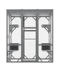 Zeus & Ruta Outdoor Cat Enclosure with 71 Inch Large Size 3 Tier Design 6 Platforms Waterproof Roof