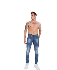 Elie Balleh Men's rhinestone tiger skinny jeans