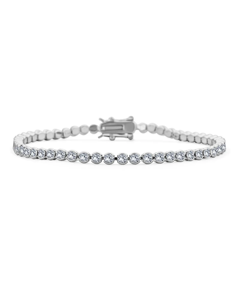 Bling Jewelry Cubic Zirconia Circlet Bubble Cz Bezel Set Slender Tennis Bracelet Silver Plated 8 Inch