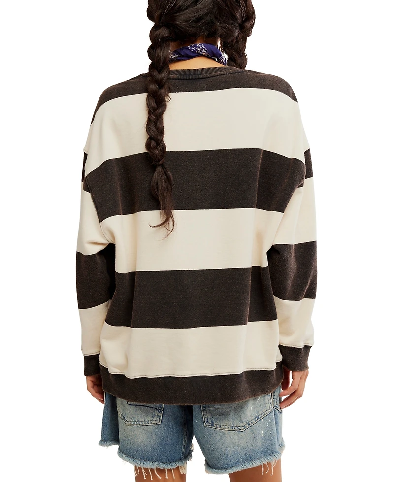 Free People Women's Classic Crewneck Stripe Oversized Top