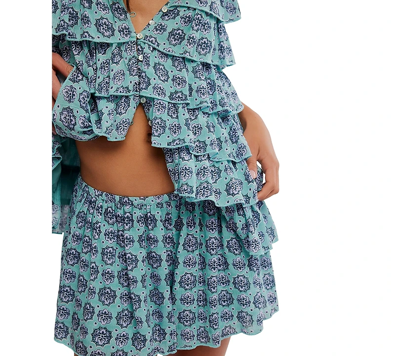 Free People Women's Ruffle Me Up Sleeveless Top and Shorts, 2-Piece Set