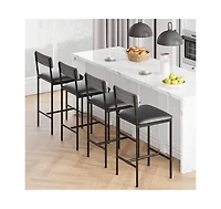 homfan 4 Set of 25.5 Inch Counter Height Upholstered Stools with Backrest and Footrest, Easy Assembly for Kitchen Island, Counter and Dining Room