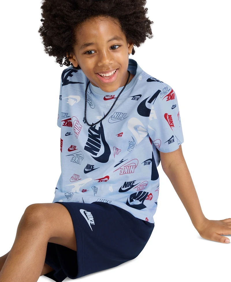 Nike Little Kids Printed T-Shirt & Lightweight French Terry Shorts, 2 Piece Set