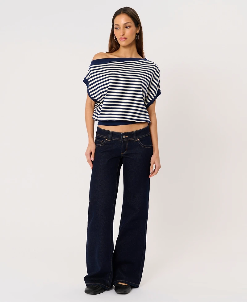 Abrand Women's Boat Neck Cold Shoulder Top