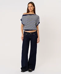 Abrand Women's Boat Neck Cold Shoulder Top